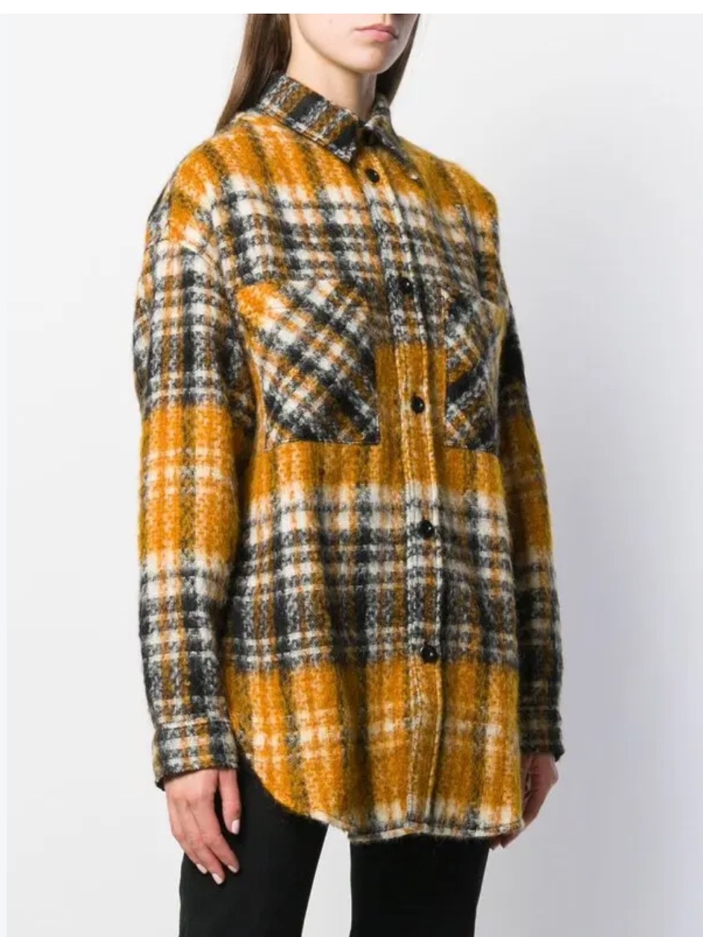 Faith Connexion Black / Beige Tweed Overshirt / Shacket Oversized Size Small